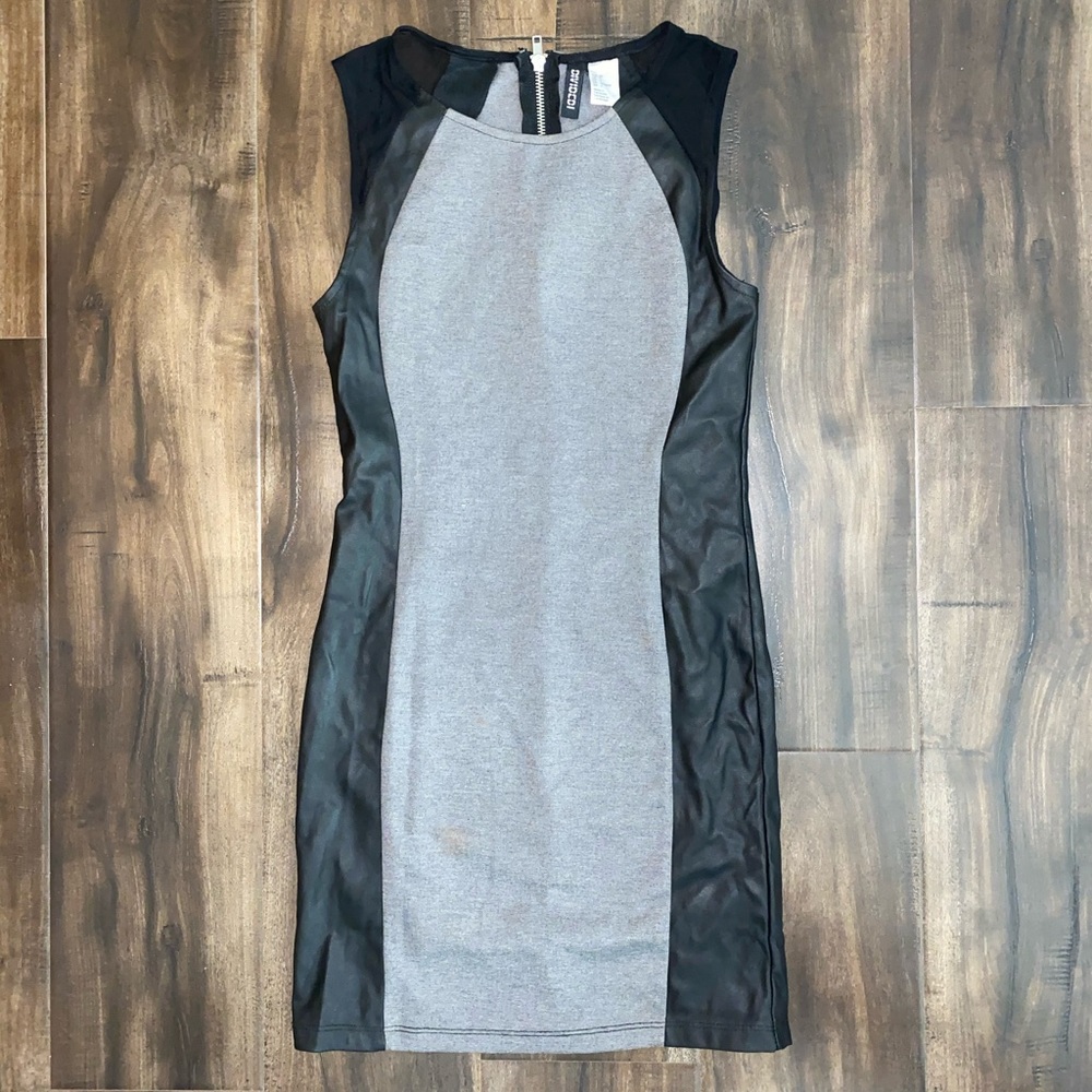 H&M gray and pleather mini dress size 4 small